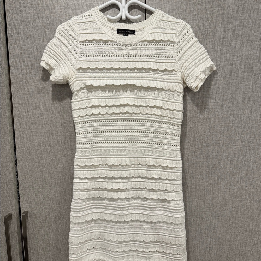 Banana Republic White Textured Mini Dress
